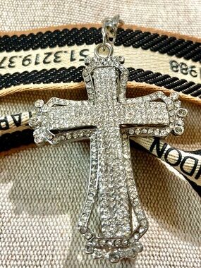 Silver Crystal Cross KEYCHAIN